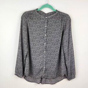 Ahlens Sweden Patterned Lightweight Button Front Blouse sz EU 38 US 8